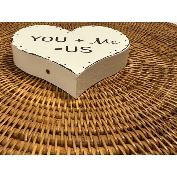 You + Me  = Us Heart Decor, Valentines Day, Family, Love, Neutral Decor - Picture 4 of 8